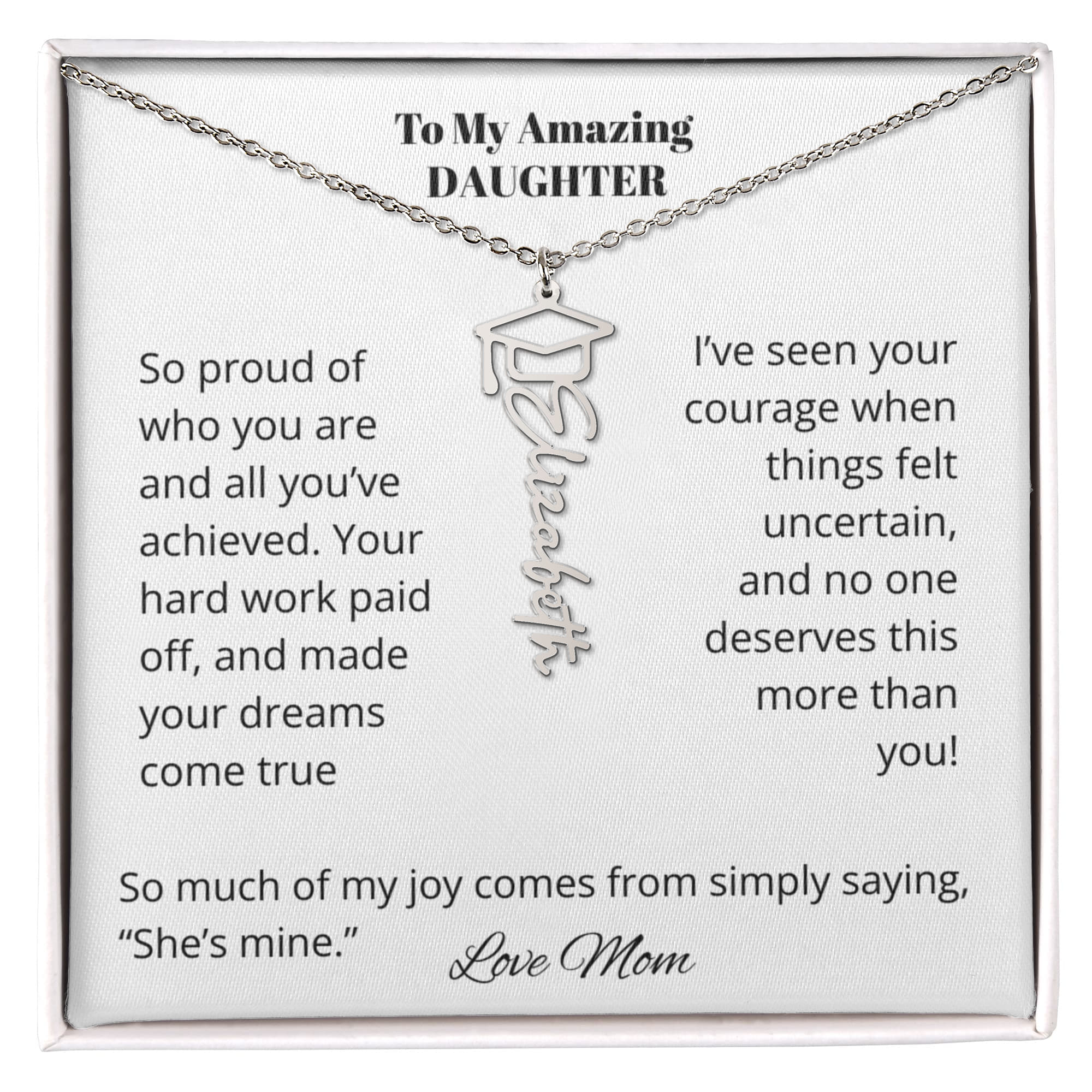 Mom To Daughter Graduation Gift - Cap Name Necklace