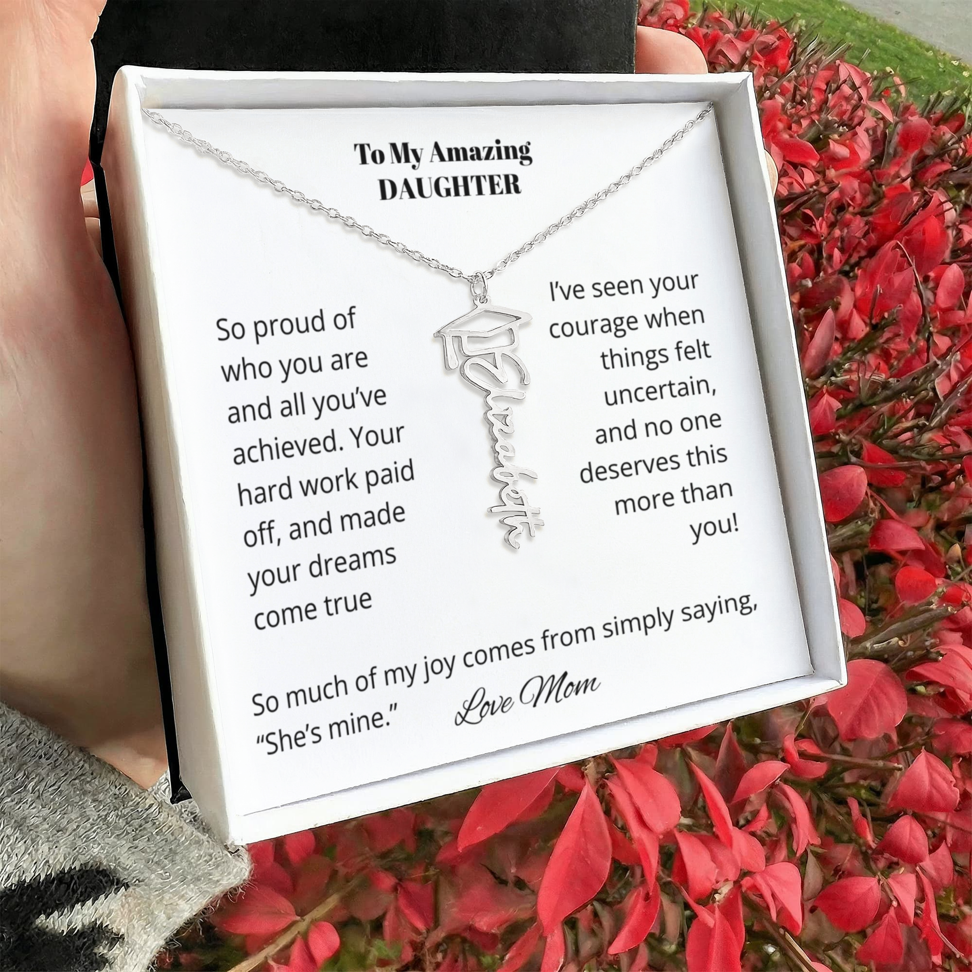 Mom To Daughter Graduation Gift - Cap Name Necklace