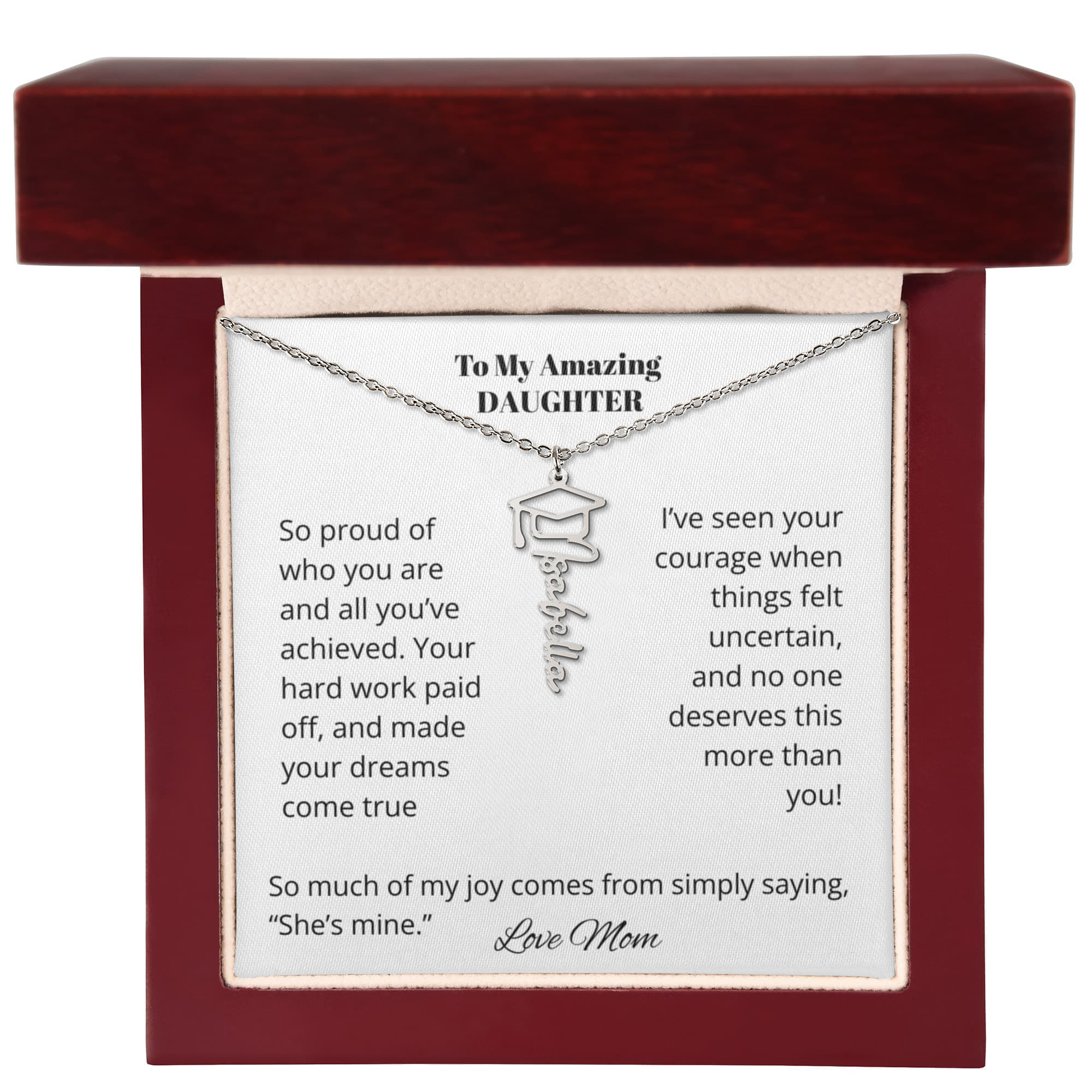 Mom To Daughter Graduation Gift - Cap Name Necklace