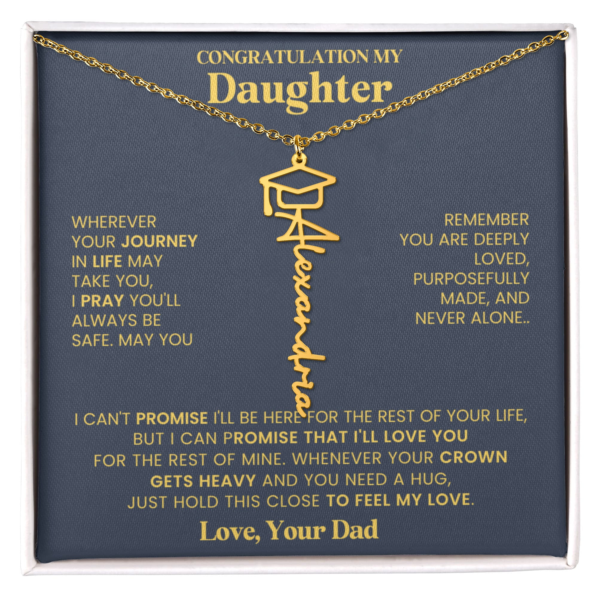 Dad To Daughter Graduation Cap Name Necklace