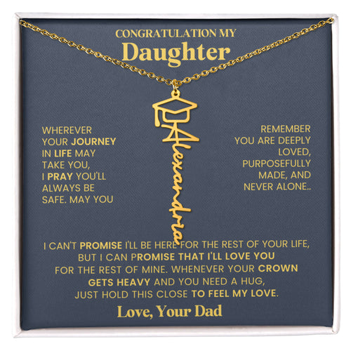 Dad To Daughter Graduation Cap Name Necklace
