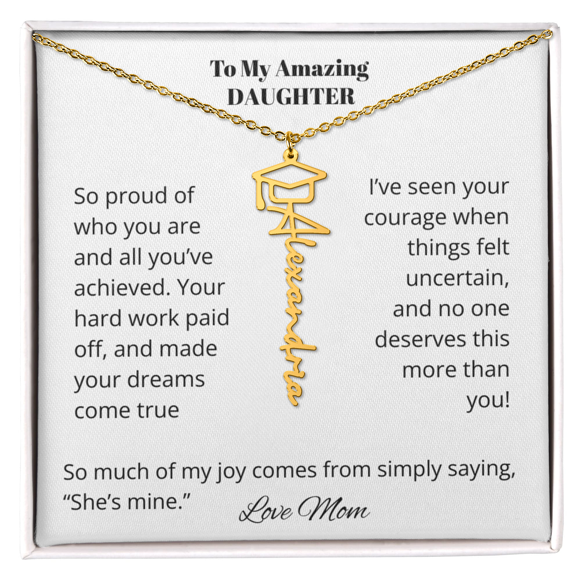Mom To Daughter Graduation Gift - Cap Name Necklace
