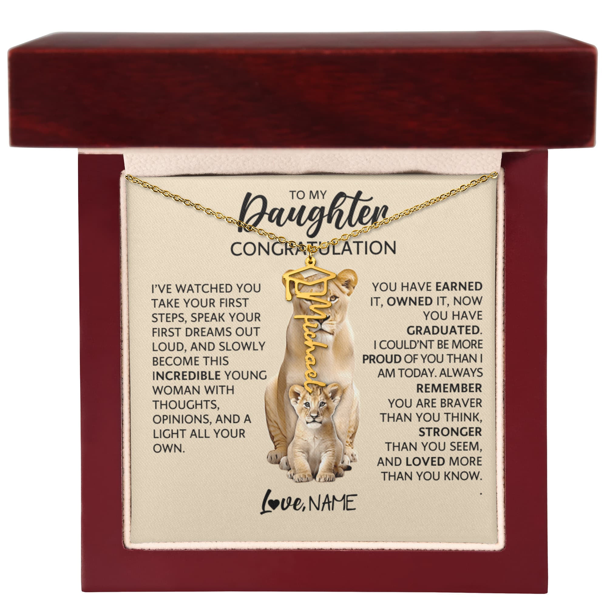 Personalized Graduation Cap Name Necklace
